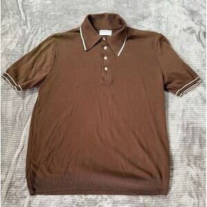 Vintage Kmart Ban-Lon Knit Polo Shirt Mens Medium Brown Retro 70s Made in USA